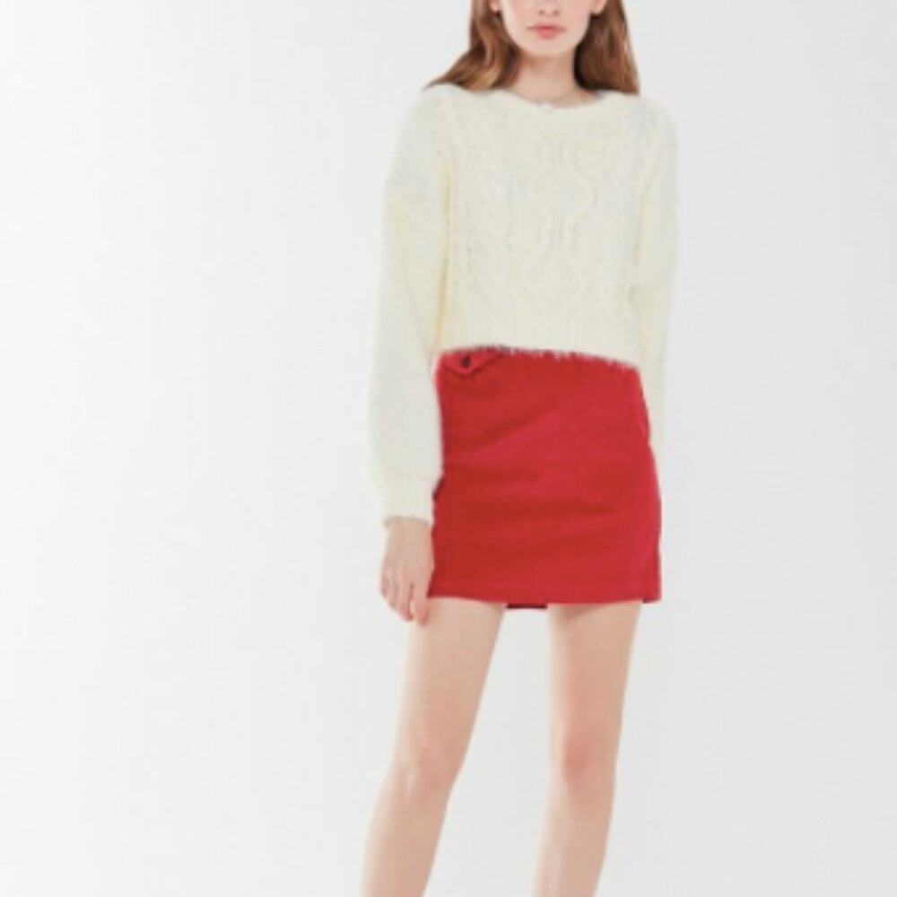 Urban Outfitters Nene Red Corduroy Mini Skirt